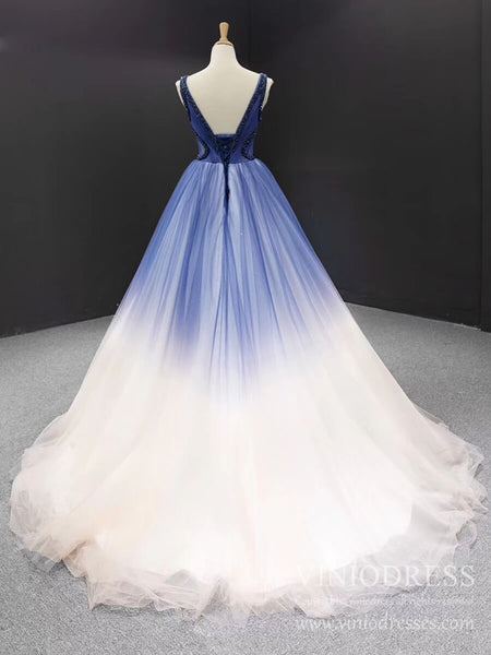 Ruffle Tulle Prom Dresses V-neck Beaded Ball Gown 66990 viniodress ...