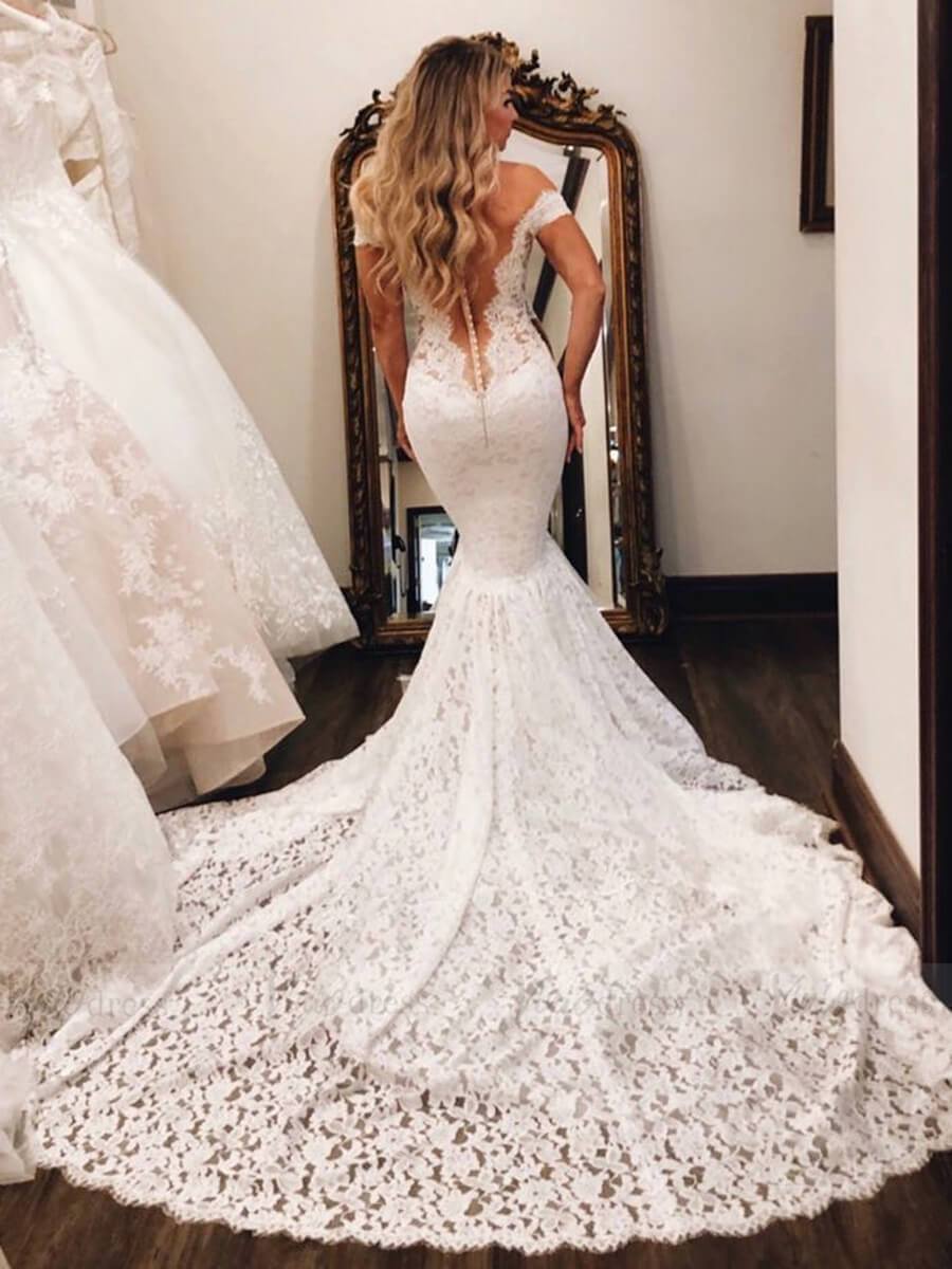 Coral Mermaid Wedding Dress