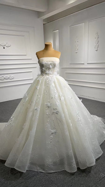 Strapless Champagne Quince Dress Lace Wedding Gown FD1179 viniodress ...