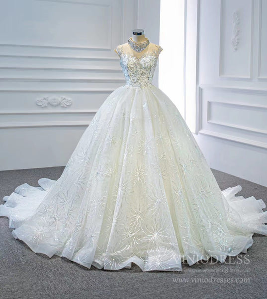 Vintage High Neck Beaded Arabic Wedding Dresses Lace Bridal Gown VW176 ...
