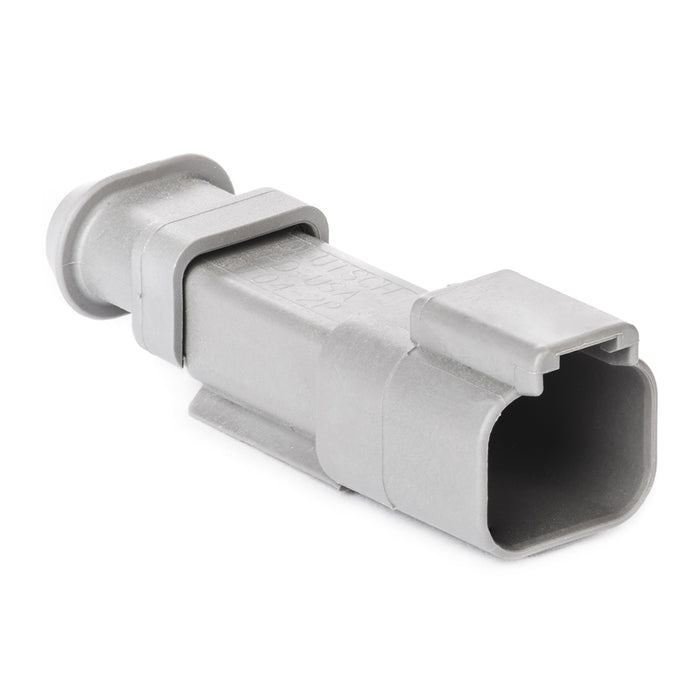 DT04-2P-CE04 - DT Series -  2 Pin Receptacle - Reduced Dia. Seals, Shrink Boot Adapter, Gray