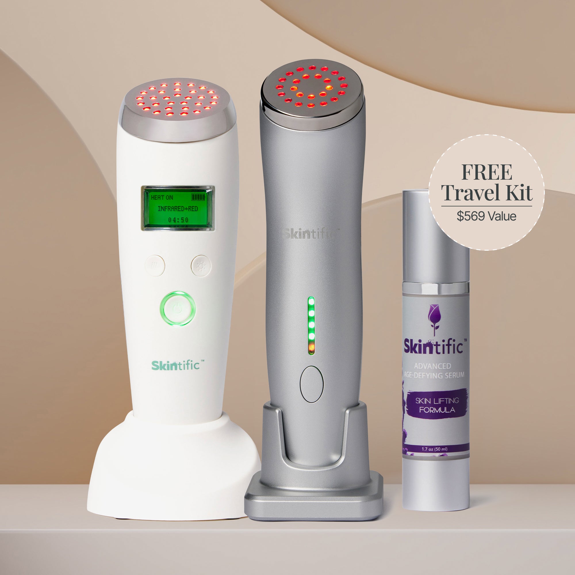 Deluxe Red Light Therapy LED Wand + FREE Travel Kit - Skintific Beauty product image