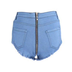 jean shorts with zipper in back