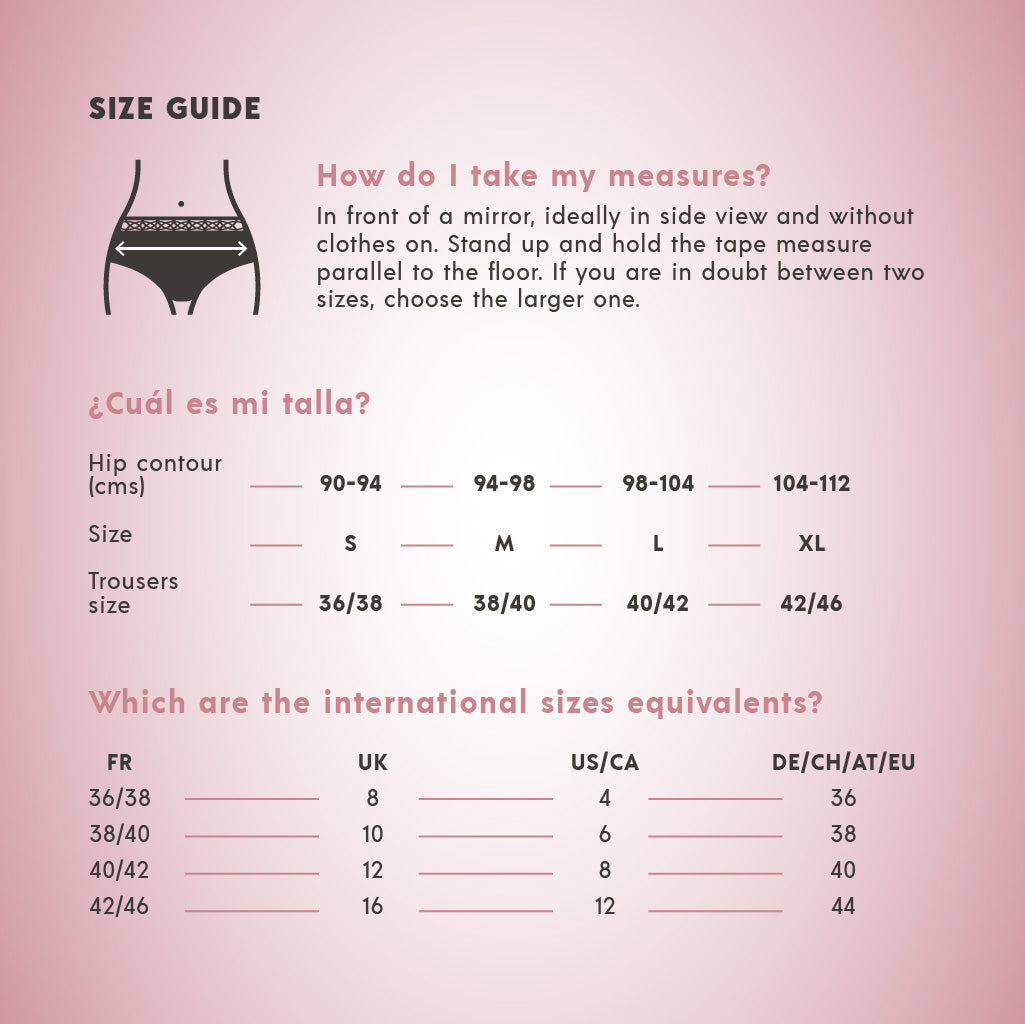 XULA Panties Size Guide  XULA Eco Period Underwear – PRESENCE Paris
