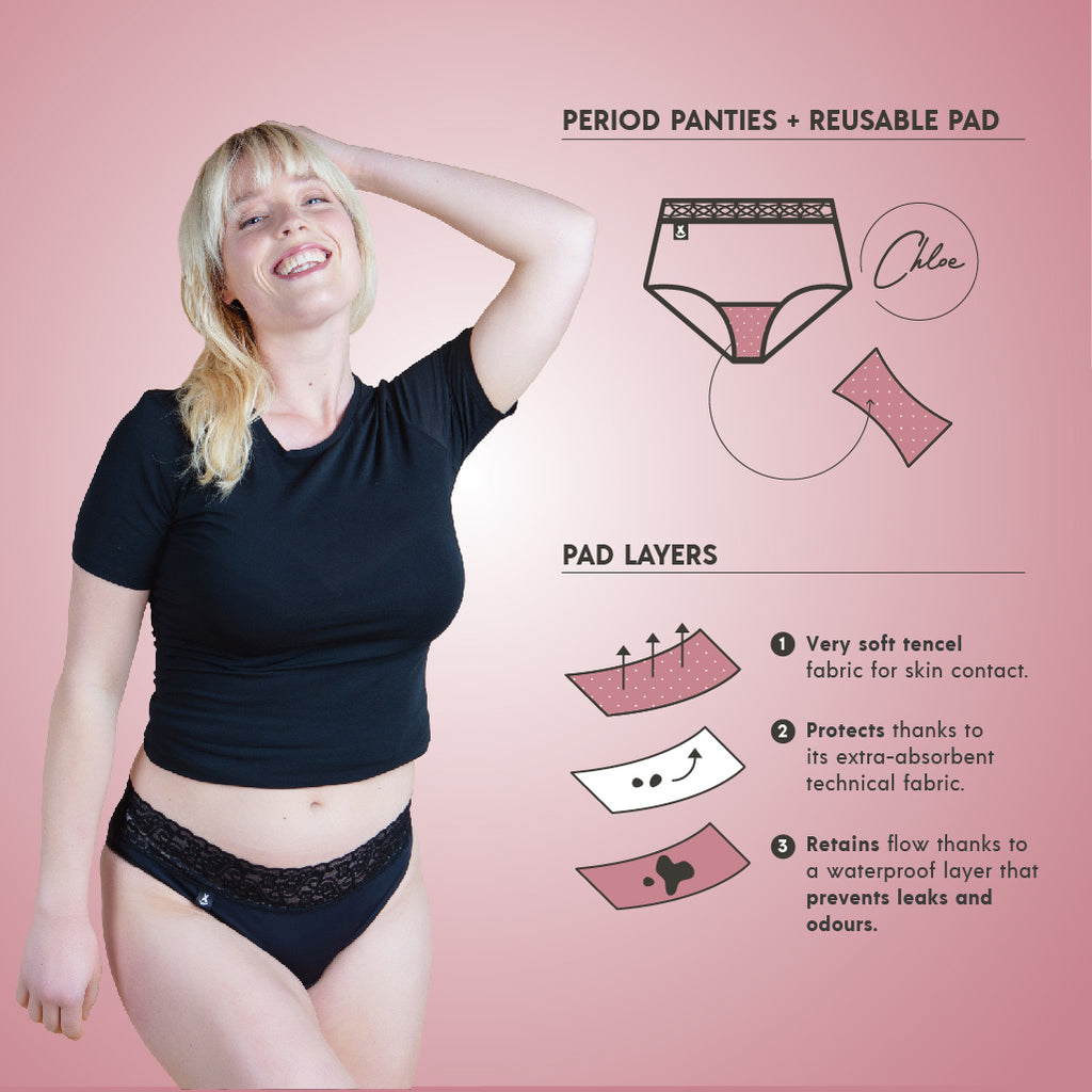 XULA Eco Period Underwear  Emma Silver Panty + Moderate Flow Pad Pack –  PRESENCE Paris