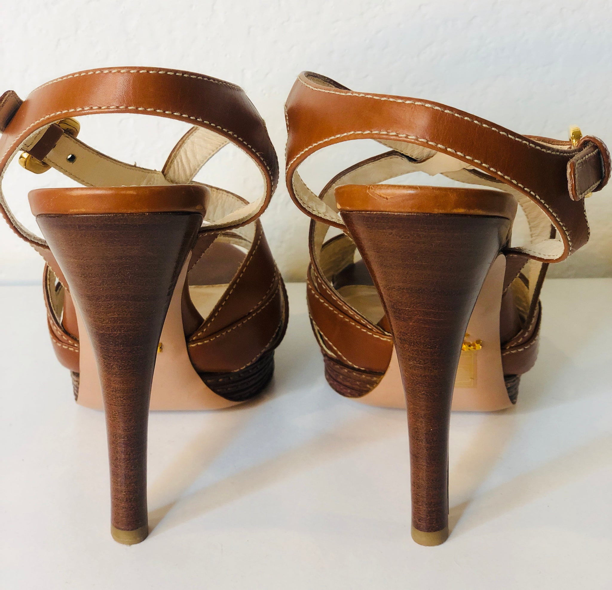Prada Strappy Brown Leather Sandals Size 39 – PIVOT