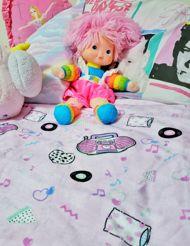 pink barbie boombox blanket