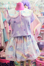 Load image into Gallery viewer, peter pan detachable collar with pastel 80&#39;s my little pony, with a lavender bone print crop top and my little pony skirt