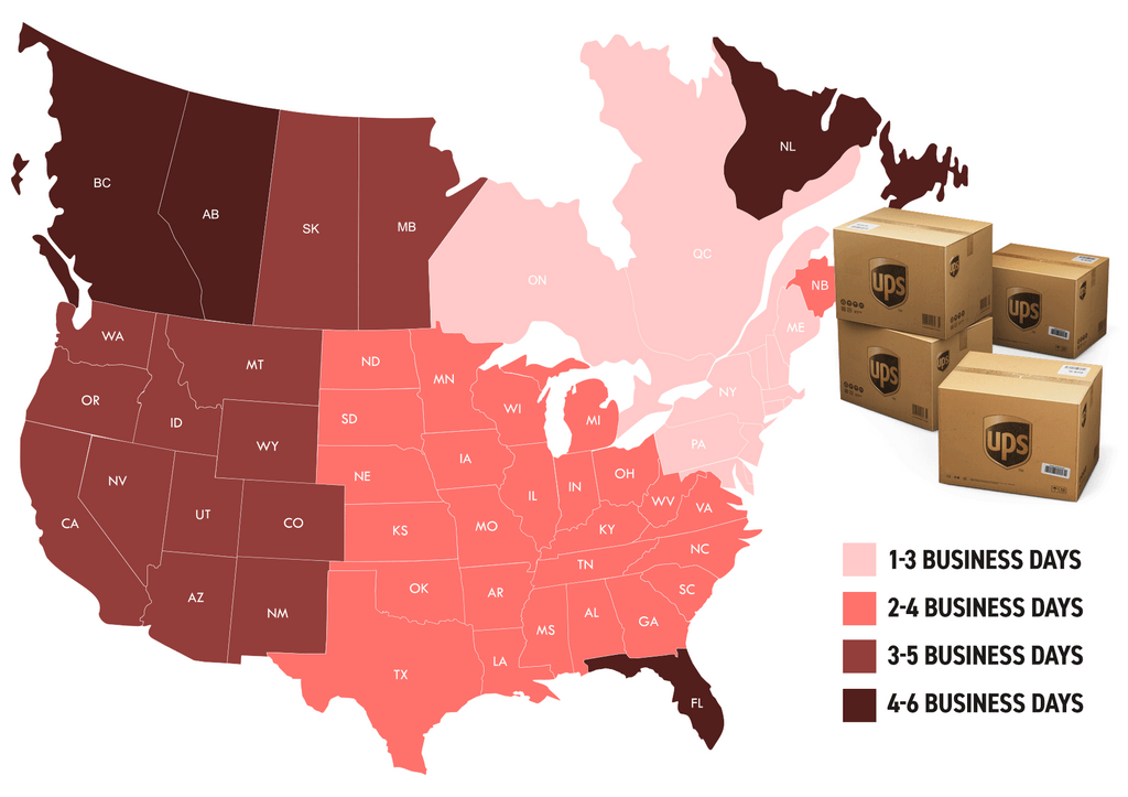NANUK Cases Shipping Times Map