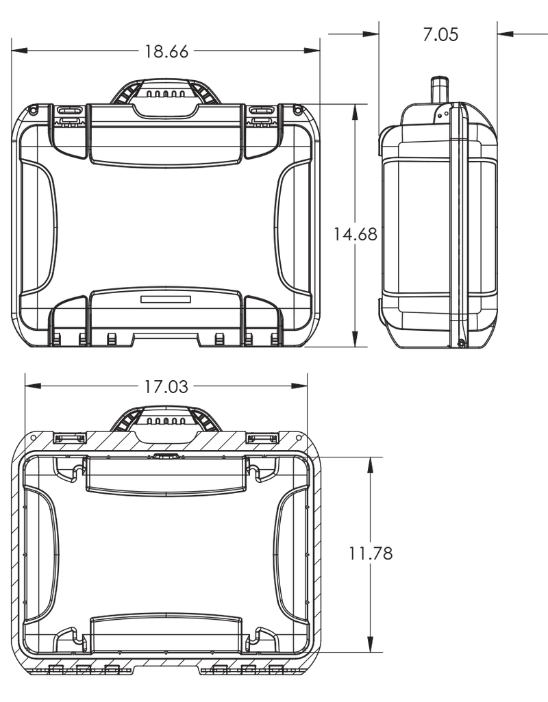 Dimensions of the Nanuk 925 DJI Mavic 2 Pro|Zoom + Smart Controller Hard Case