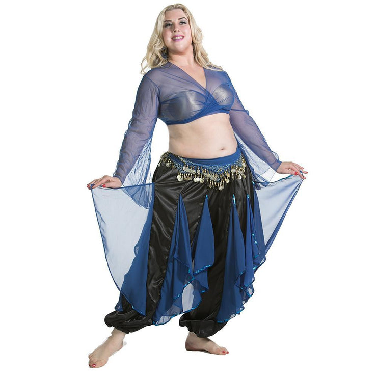 Belly Dance Harem Pants W/ Chiffon Flakes, Choli Top, & Hip Scarf | LAYLAT  JAMILA  USD – MissBellyDance