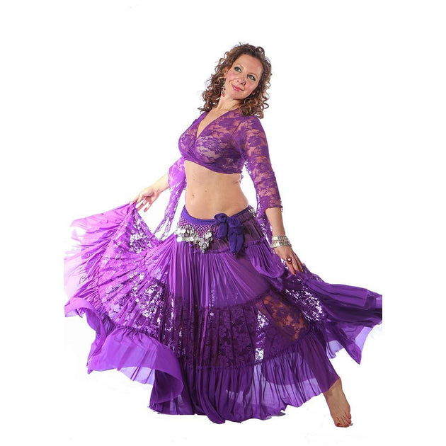 Belly Dance Lace Skirt, Top, & Hip Scarf Costume Set | CLASSIC LACE ...