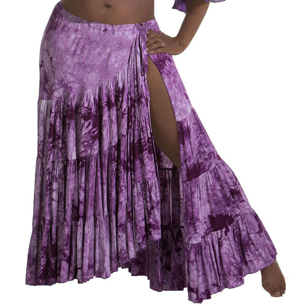 Belly Dance Tye-Dye Cotton Skirt with Side Slit | BATIK BELLYDANCE ...