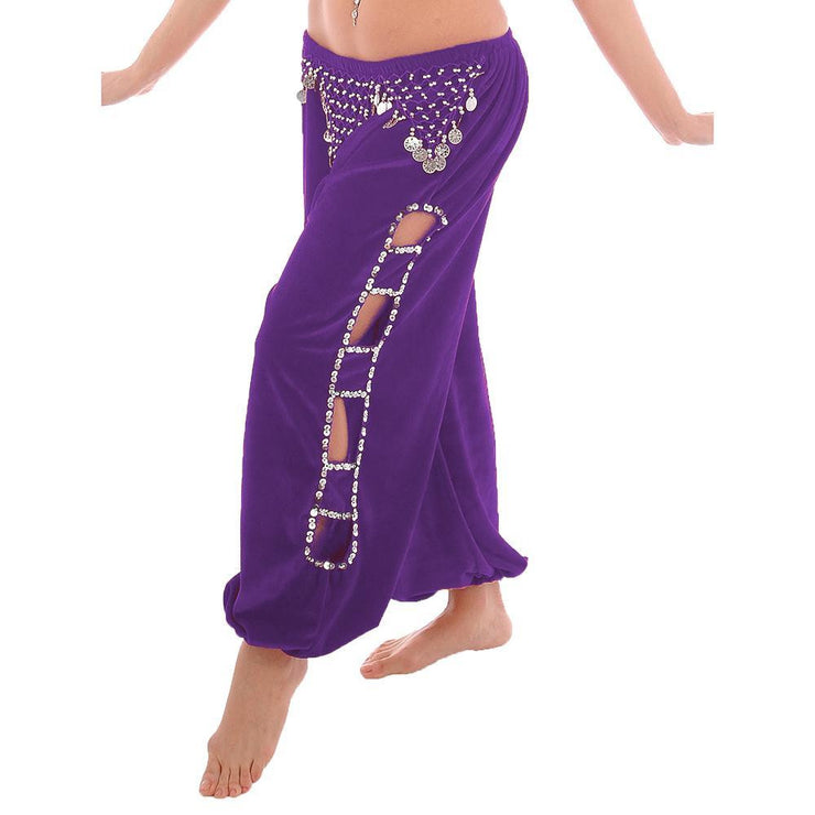 Belly Dance Velvet Harem Pants With Side Cut-Outs | HIPCHI - 24.99 USD ...