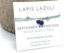 September Lapis Lazuli Birthstone - Sailing Rope Bracelet with Sterling Silver