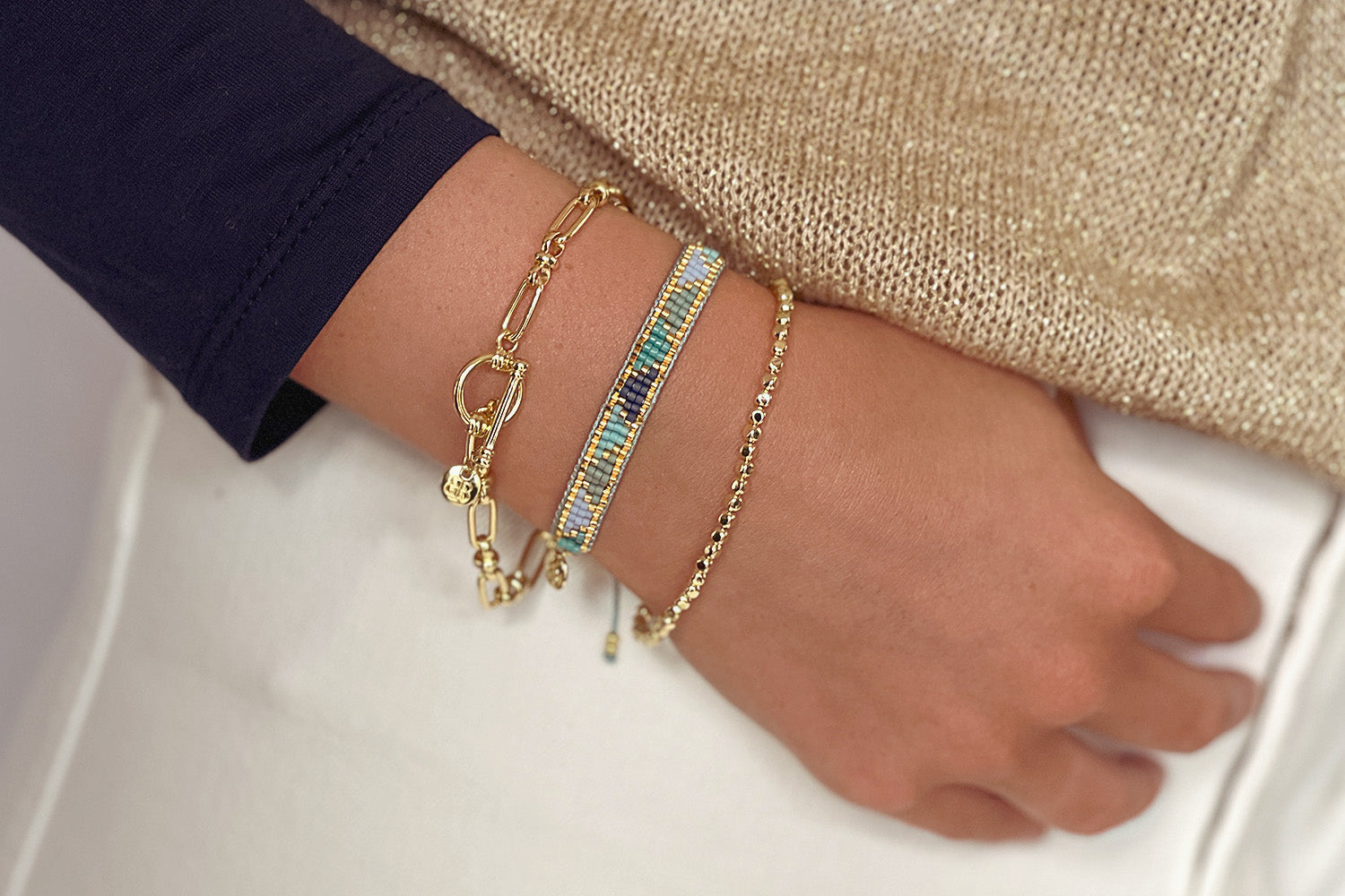 Litha 2 Layer Gold Bracelet Stack