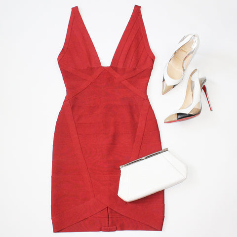 Herve Leger Dress and Christian Louboutin Shoes