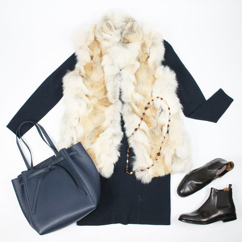 celine fur vest for thanksgiving!