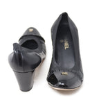 Chanel Black Leather Patent Trim Shoes 2
