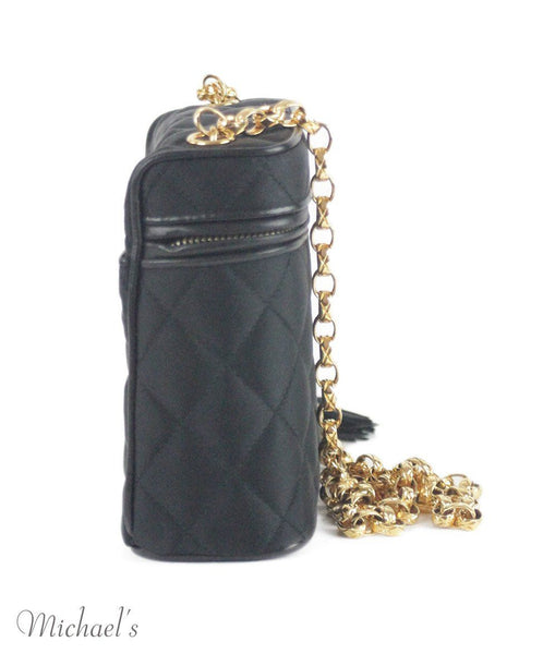 Chanel Black Quilted Satin Gold Chain Bag - Michael's Consignment NYC