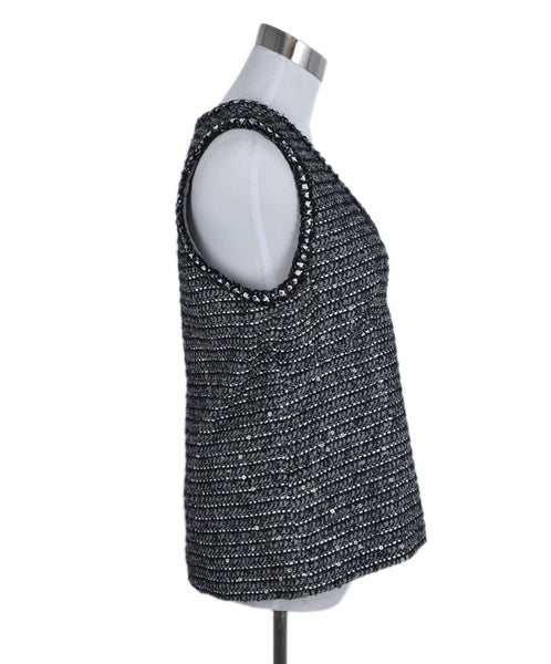Chanel Size 10 Grey Black Wool Polyamide Sequins Top – Michael's ...
