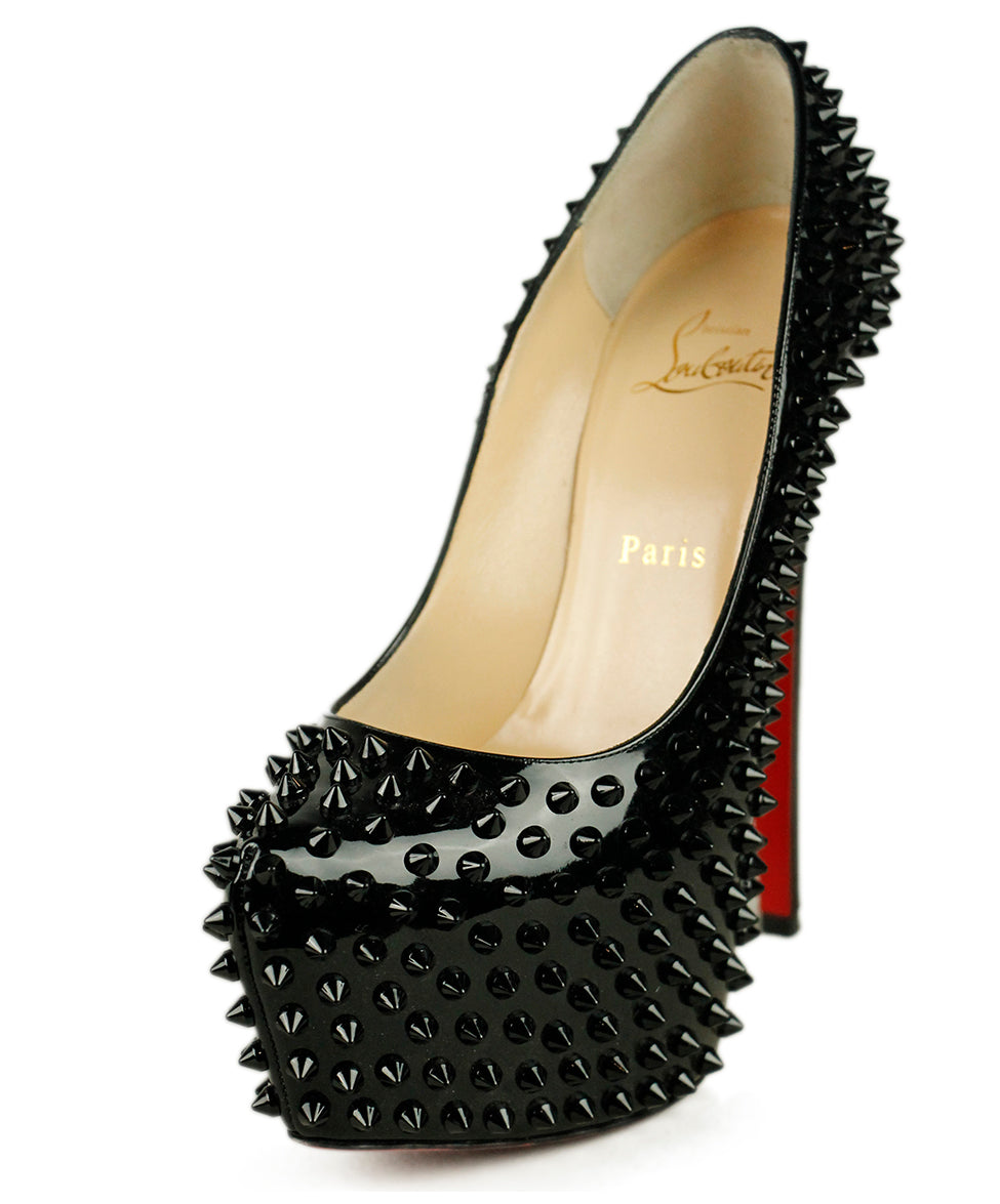 Christian Louboutin Black Patent Leather Spiked Heels - Michael's ...