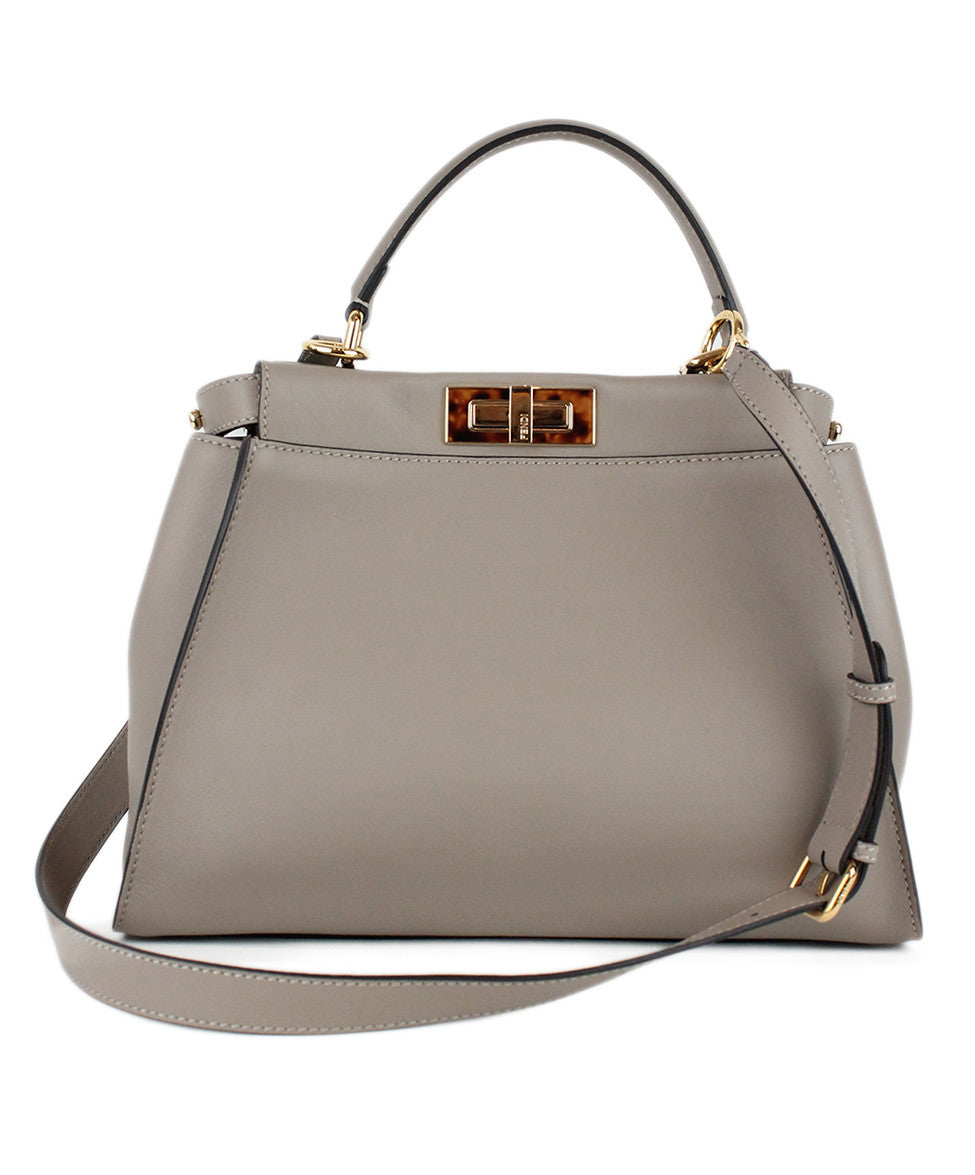 Fendi Peek A Boo Taupe Leater Tortoise Bag - Michael's Consignment NYC