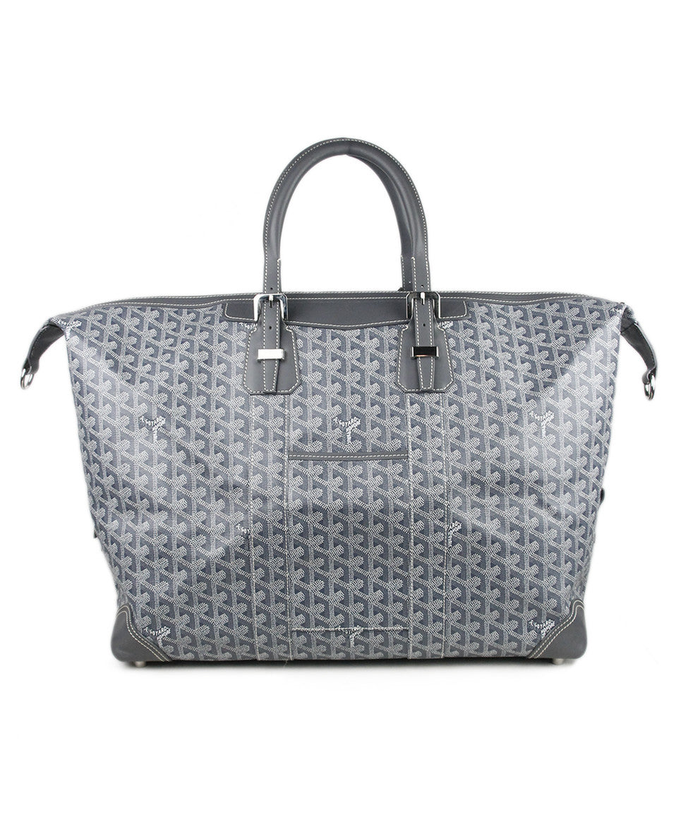 Goyard &#39;Boeing 45&#39; Grey White Canvas Luggage Duffle Bag - Michael&#39;s Consignment NYC