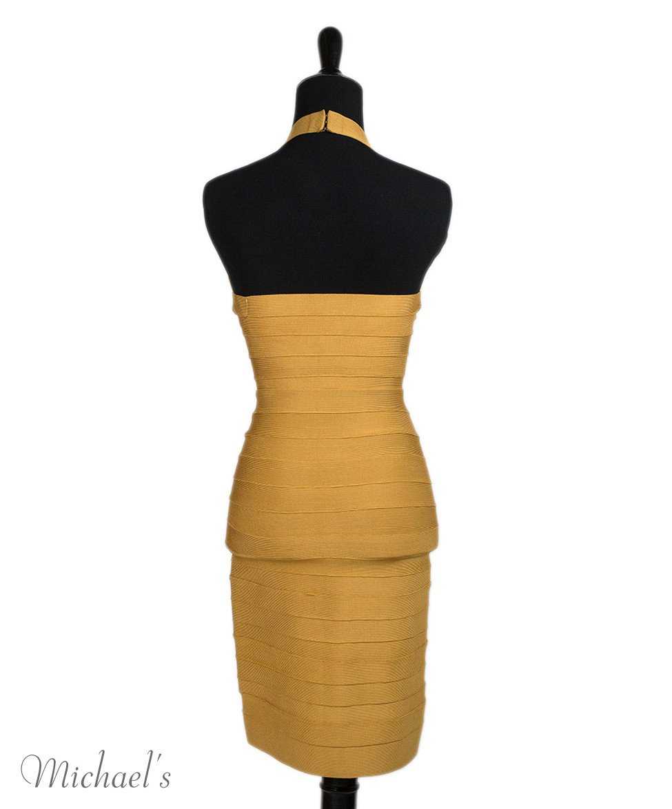 Herve Leger Mustard Spandex Dress Sz Small - Michael's Consignment NYC