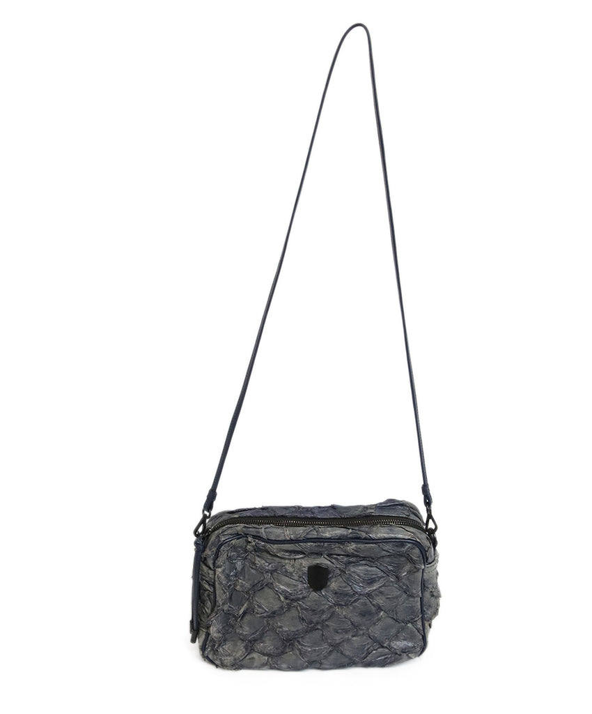 grey leather crossbody handbag