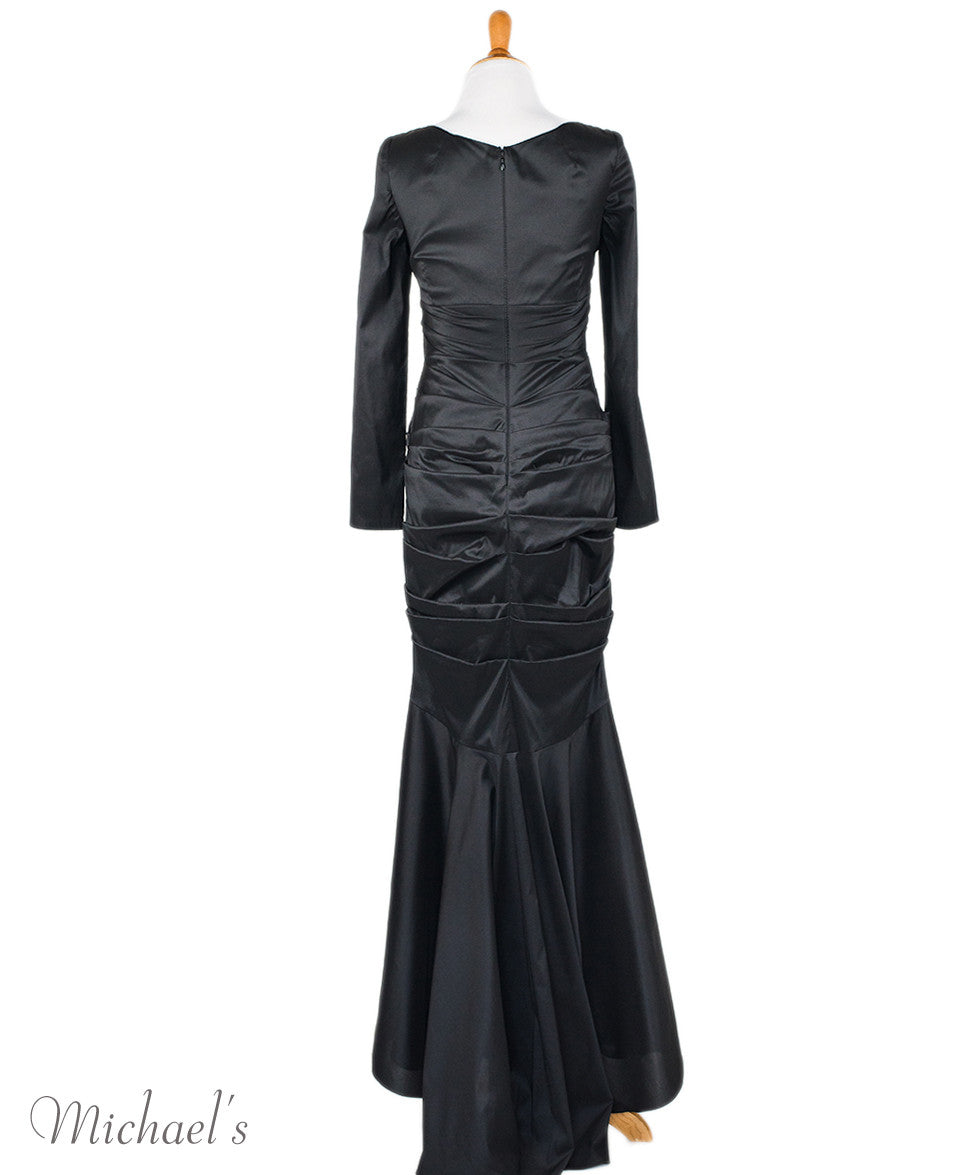 Talbot Runhof Black Gathered Gown Sz 4 - Michael's Consignment NYC
