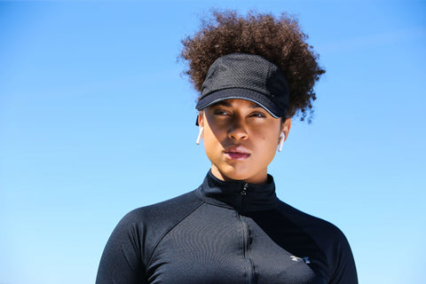 Black Dri Fit Hat with Backless natural hair puff