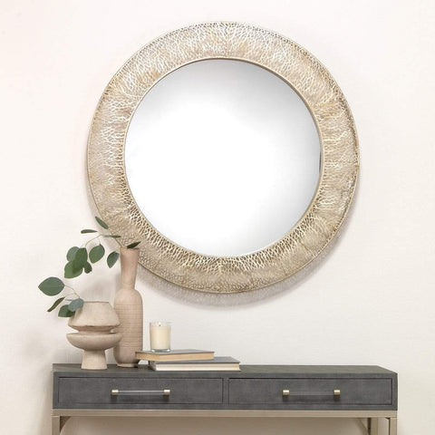 Jamie Young Co Round Cross Stitch Mirror - Espresso