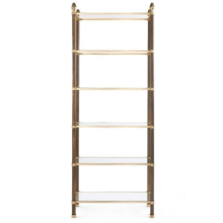 Spike Etagere-Antique Brass w/White Marble