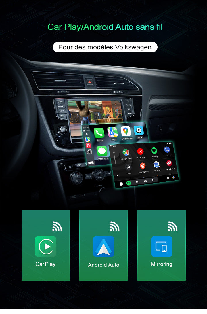 Boîtier Apple Carplay & Android Auto sans fil pour Volkswagen