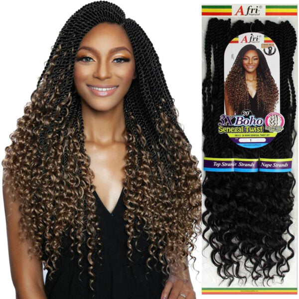 FreeTress Crochet Hair - 3X Kids Senegal Twist with Curls 8