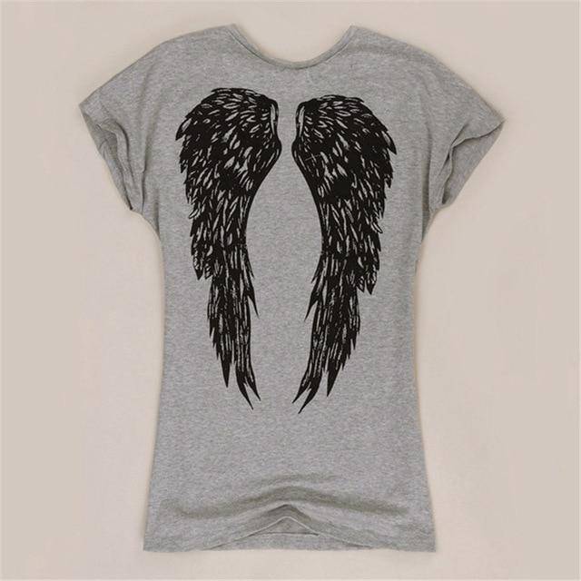 angel wings on back of shirt