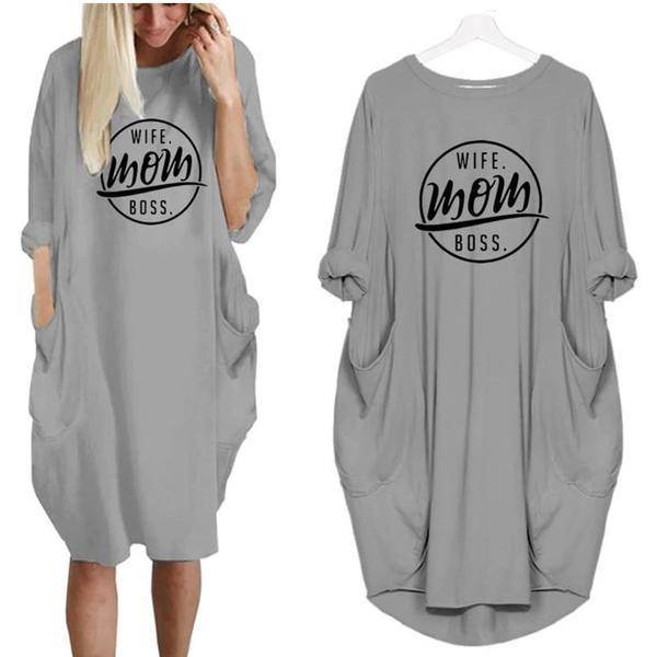 wife mom boss shirt dress