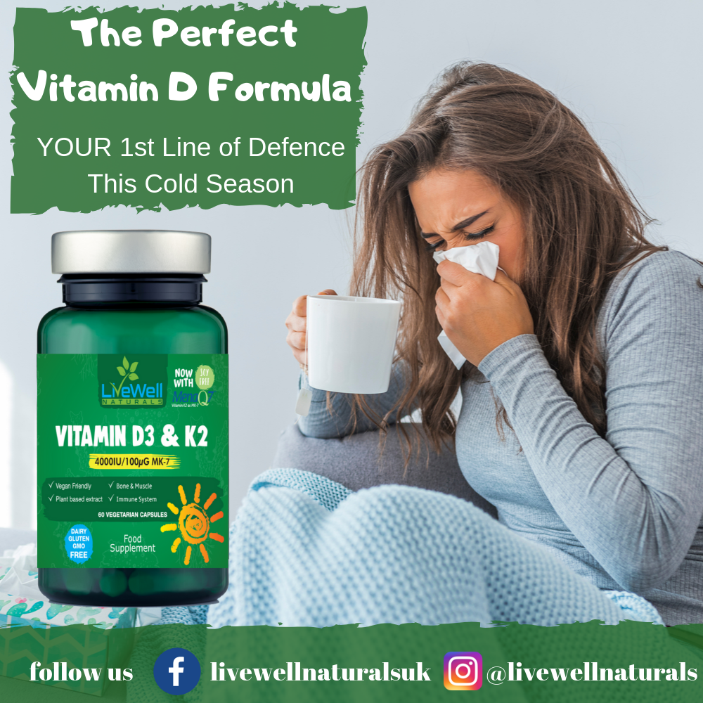 Vitamin D3 4000iu Vitamin K2 Mk 7 100µg Livewell Naturals