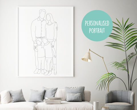 Customisable portrait line art family print