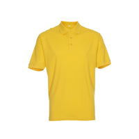 En gul poloskjorte set forfra.