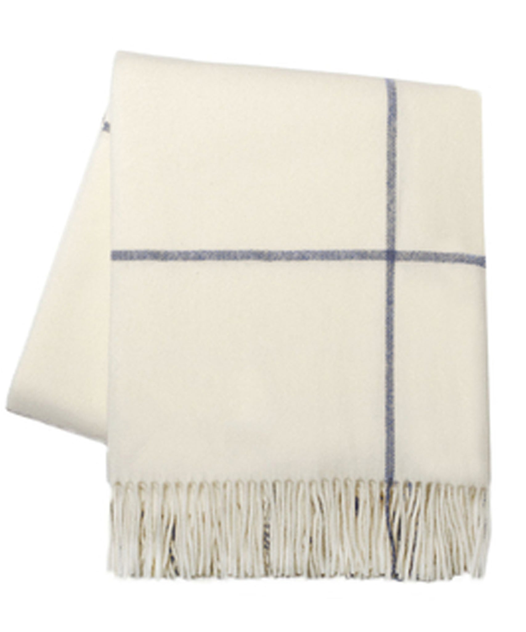 Italian Cashmere Throw Blanket, Ecru & Navy Windowpane – High Street Market