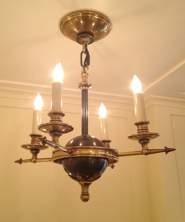 Small Farlane Chandelier, Antique Brass