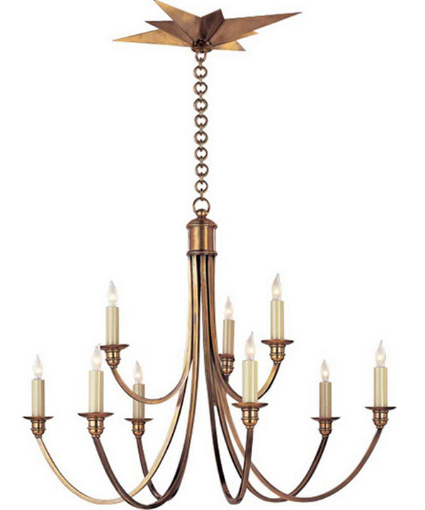 Venetian 6-Light Chandelier with Star Canopy, Antique Brass – High