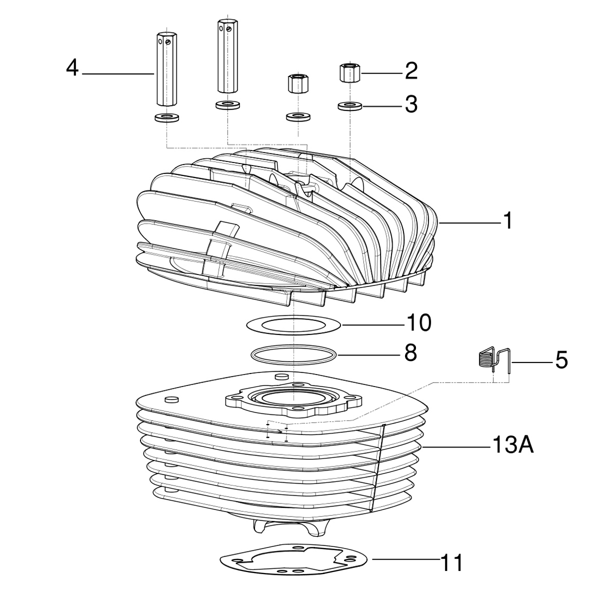 IAME KA100 Head and Cylinder Parts Diagram