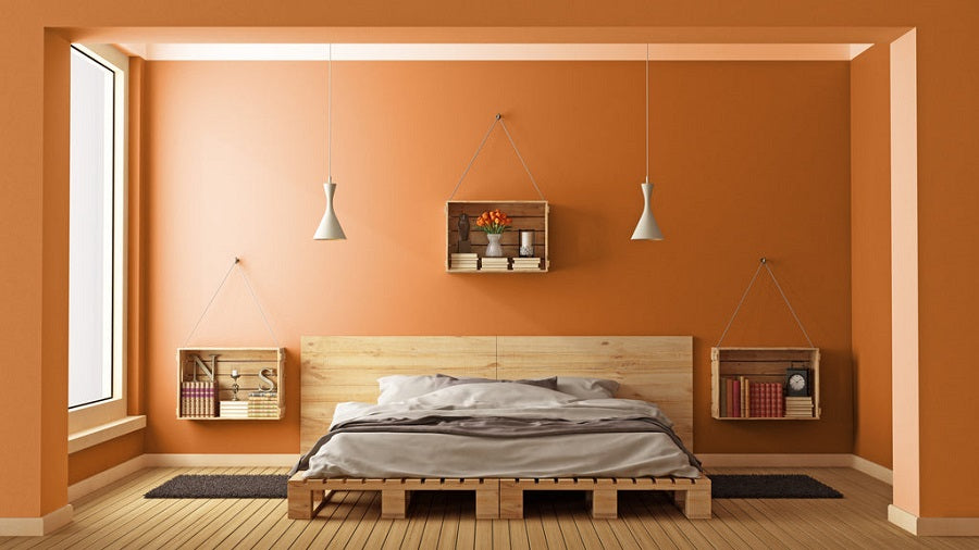 Oranje slaapkamer