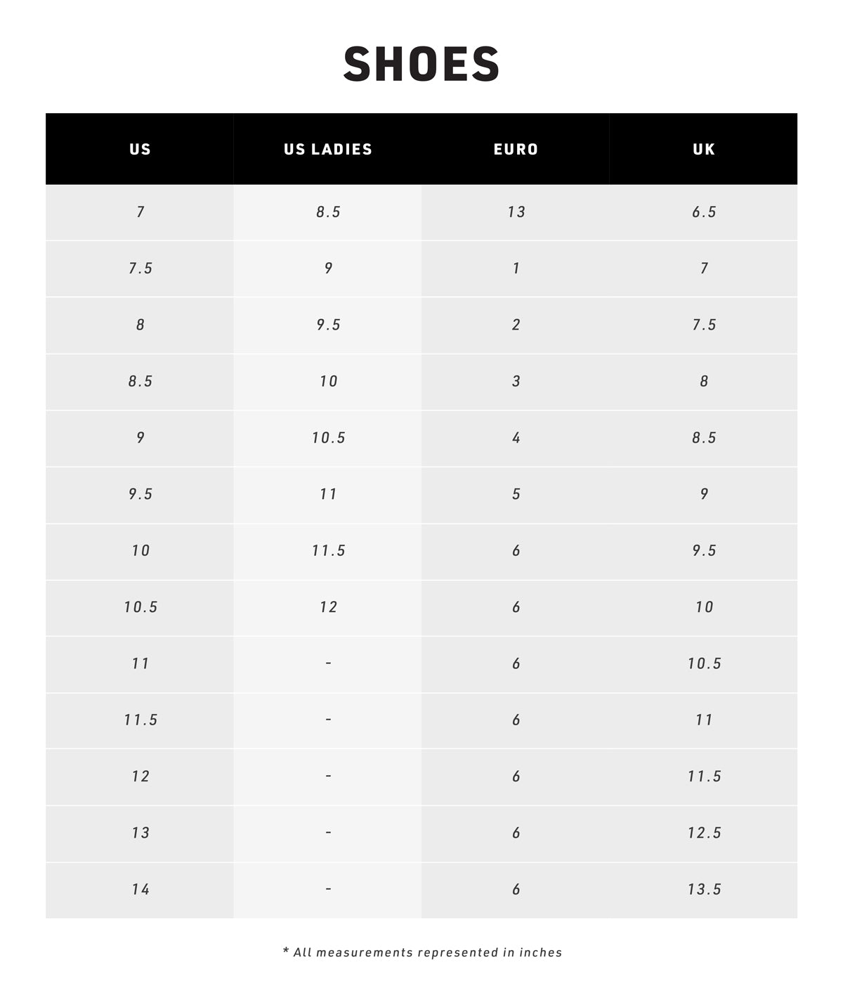Deal Jeans Size Chart