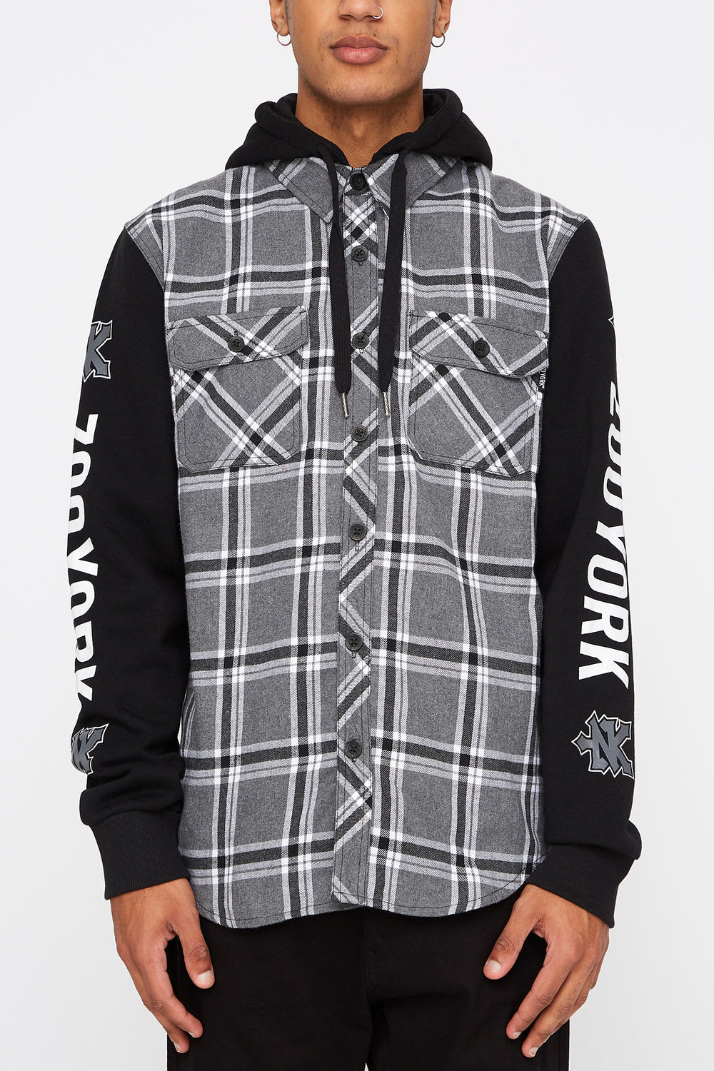 button up flannel hoodie