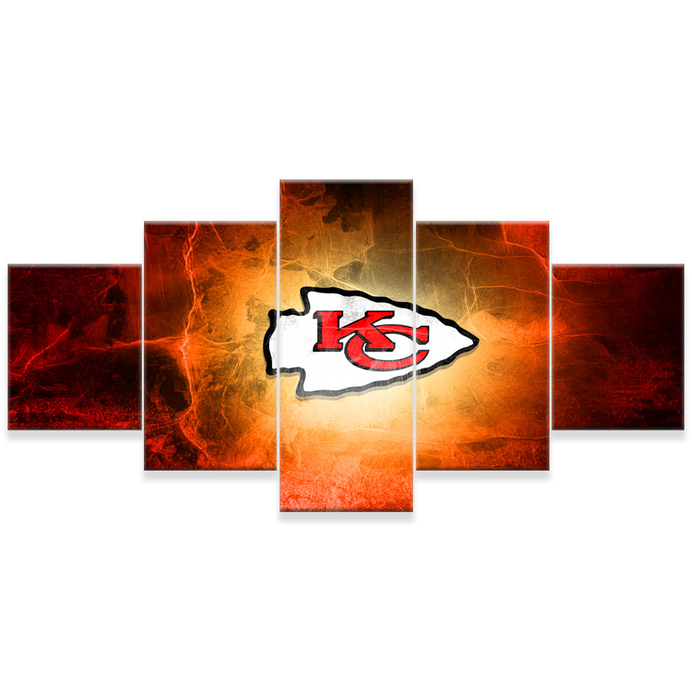 Kansas City Chiefs 5 Panel Wall Art Canvas Painting Wood N Canvas