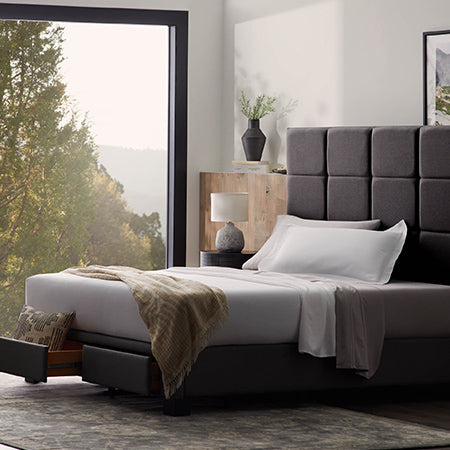 malouf duncan bed base with scoresby headboard